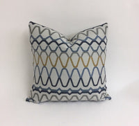 Thumbnail for Scion - Ada - Shale / Denim / Ochre - Striking Embroidered Cushion Cover Handmade Throw Pillow Designer Home Decor