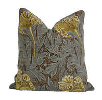 Thumbnail for William Morris - Tulip - Bullrush / Slate - Contrast Piped Cushion Cover Throw Pillow