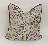 Thumbnail for Voyage - Winslow Linen - Cream / Heather - Effortless Floral Jacquard Weave Cushion Cover - Handmade Throw Pillow Designer Home Decor