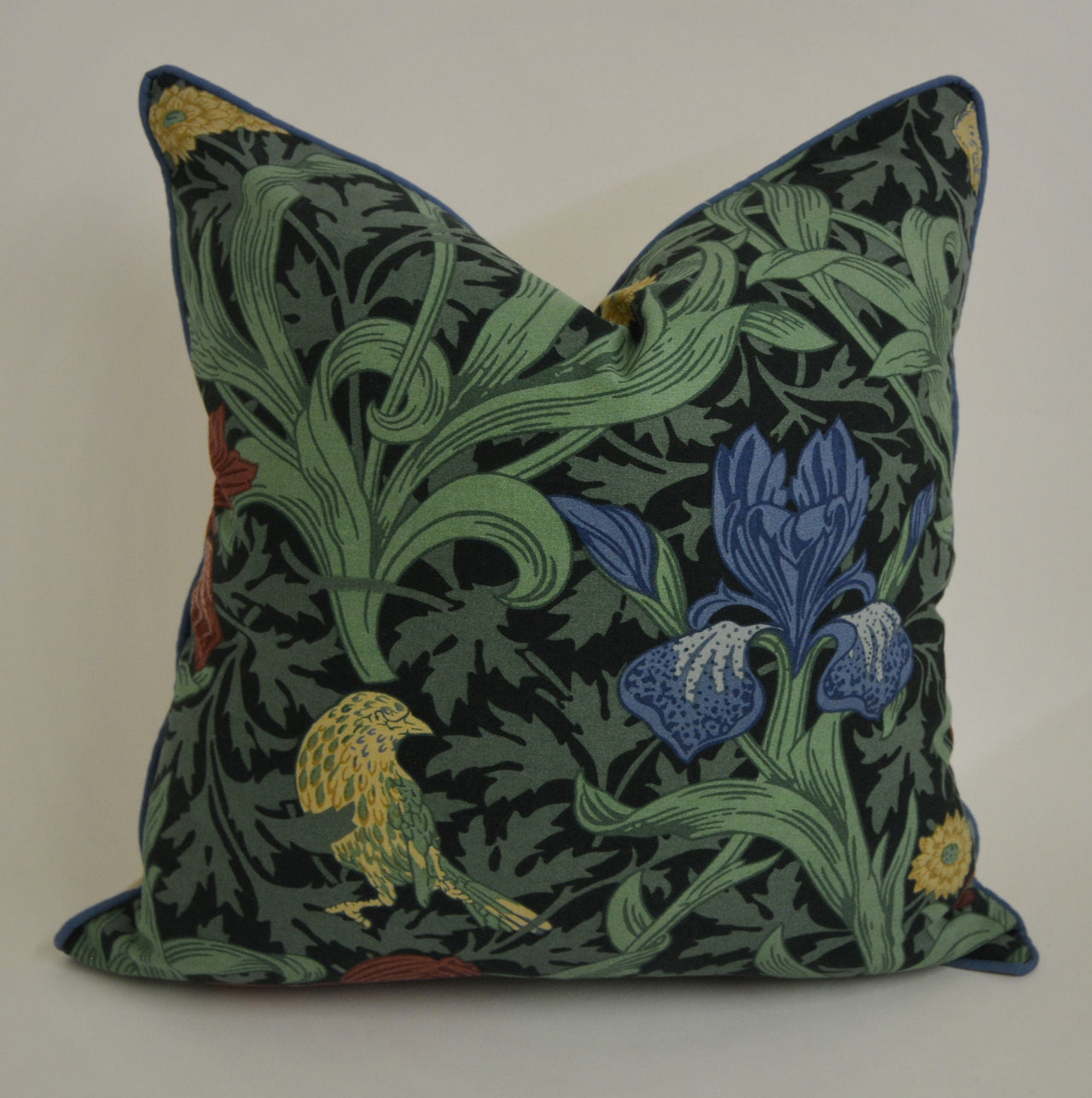 William Morris - Iris - Floral & Botanical - Piped Cushion Cover Throw Pillow Designer Home Decor