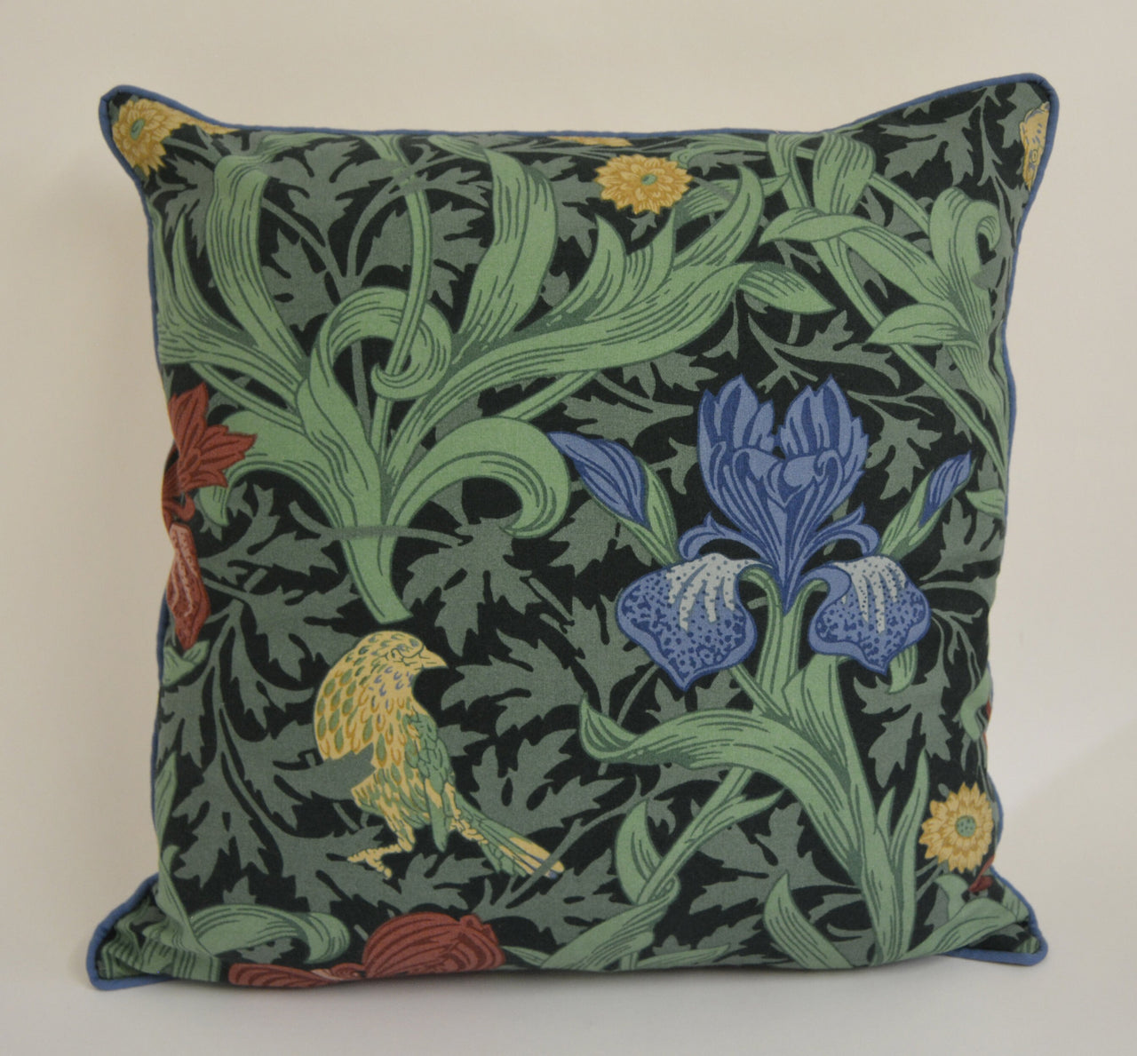 William Morris - Iris - Floral & Botanical - Piped Cushion Cover Throw Pillow Designer Home Decor