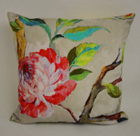 Thumbnail for Prestigious - Blenheim - Jewel - Stunning Painted Peacock & Flowers Cushion Cover - Handmade Throw Pillow Designer Home Decor