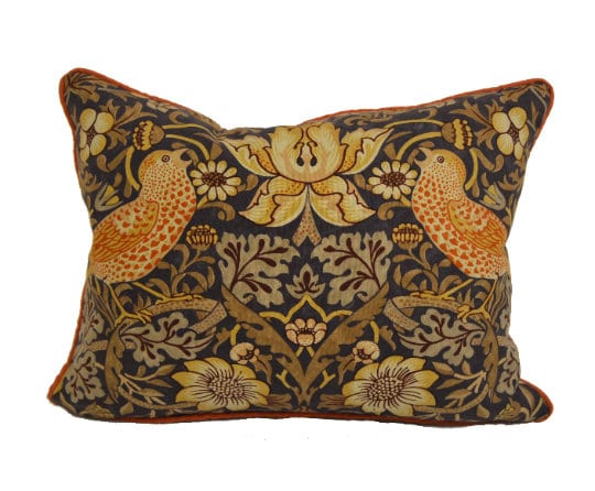 William Morris - Strawberry Thief - Grape / Gold -Stunning Iconic Classic Designer Cushion Cover - Handmade Home Decor - Luxury Throw Pillow