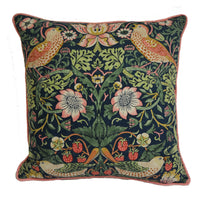 Thumbnail for Morris & Co - Strawberry Thief - Indigo / Moss / Persian Pink - Stunning Iconic Classic Designer Cushion Cover - Handmade Home Decor