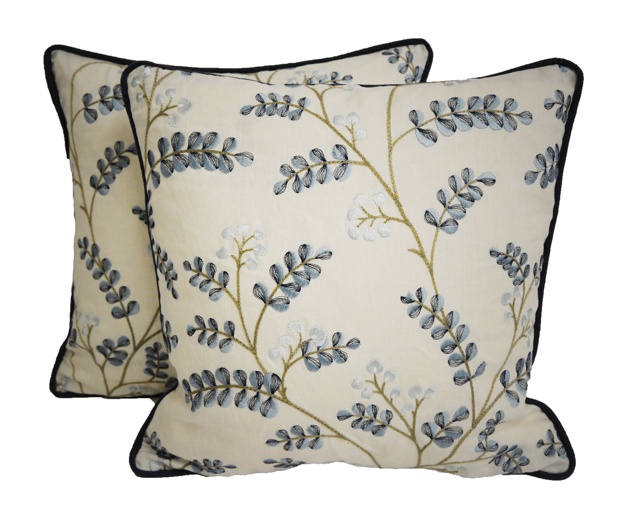 Jane Churchill - Colefax and Fowler - Delphine - Blue - Sweet Angel Floral Embroidery - Designer Cushion Cover Handmade Throw Pillow Home