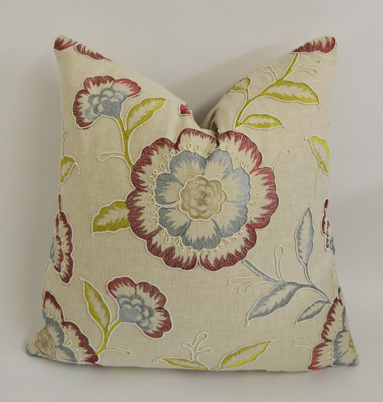 Clarke and Clarke - Richmond - Raspberry / Duckegg - Stunning Embroidered Designer Cushion Cover Throw Pillow Home Decor