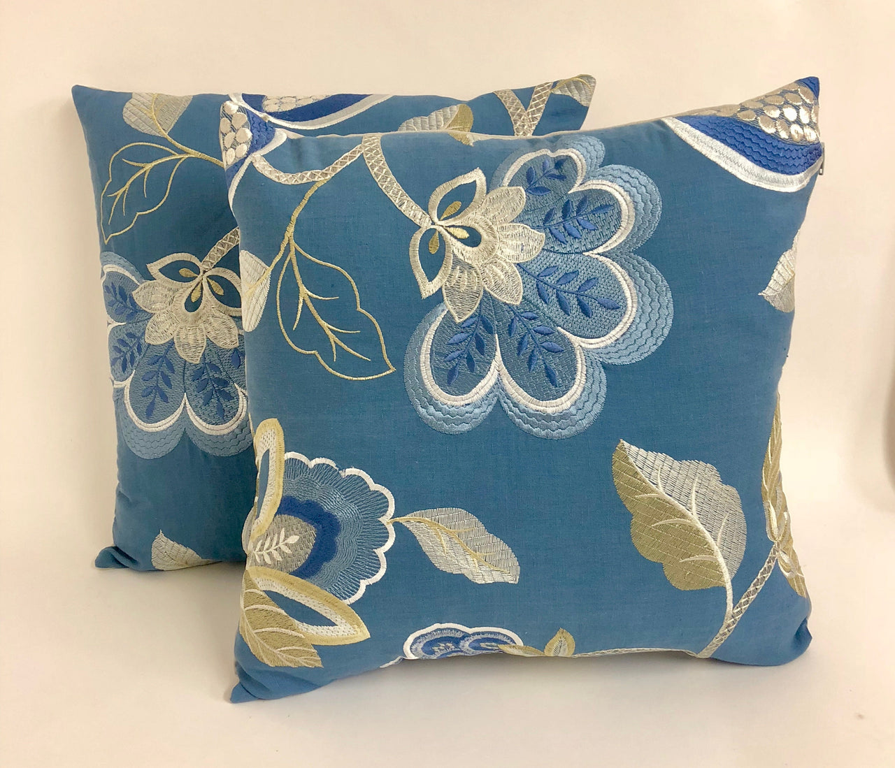 Jane Churchill - Paradise Garden - Blue - Cushion Cover Pillow Throw 16" x 16"