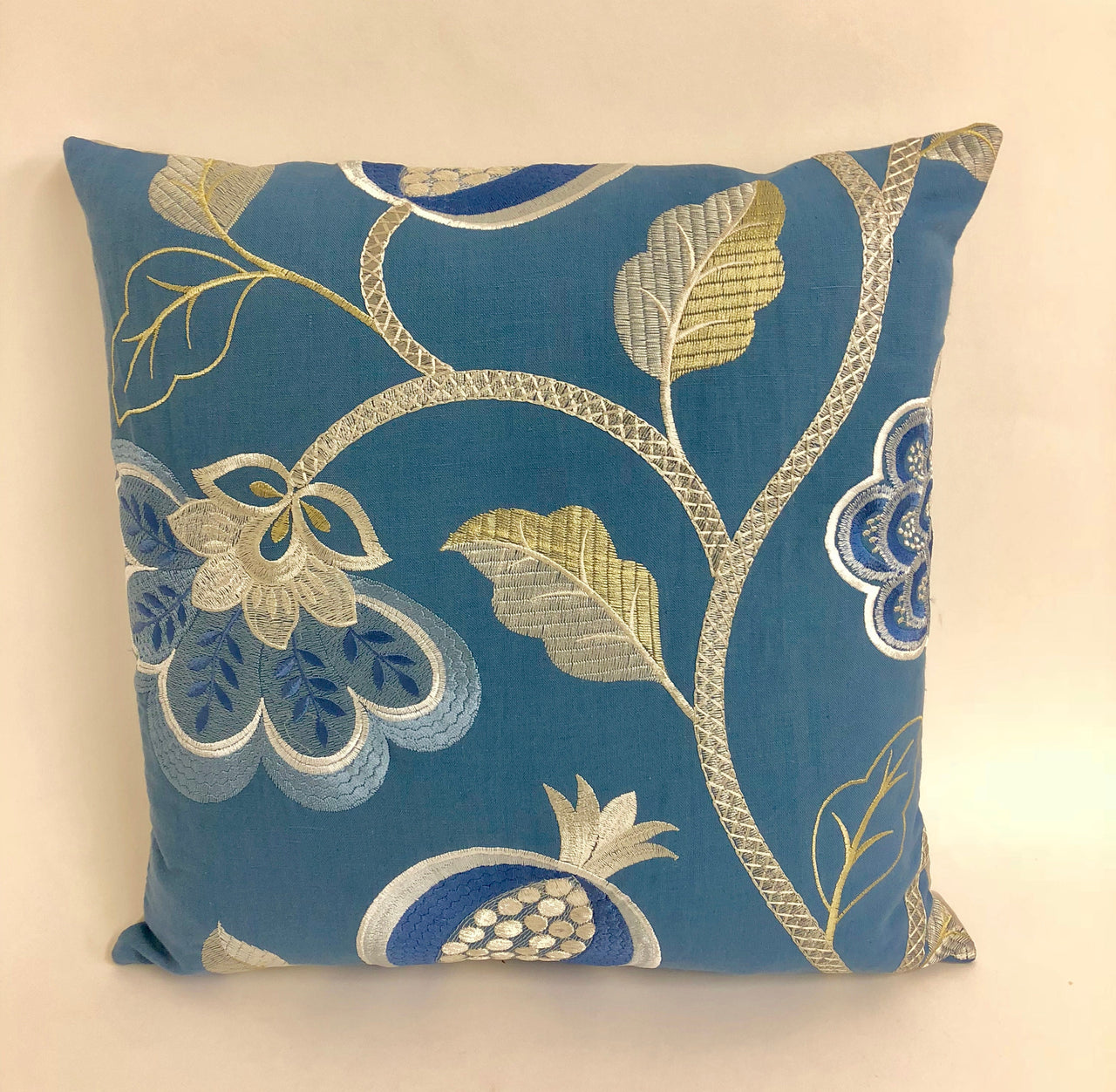 Jane Churchill - Paradise Garden - Blue - Cushion Cover Pillow Throw 16" x 16"