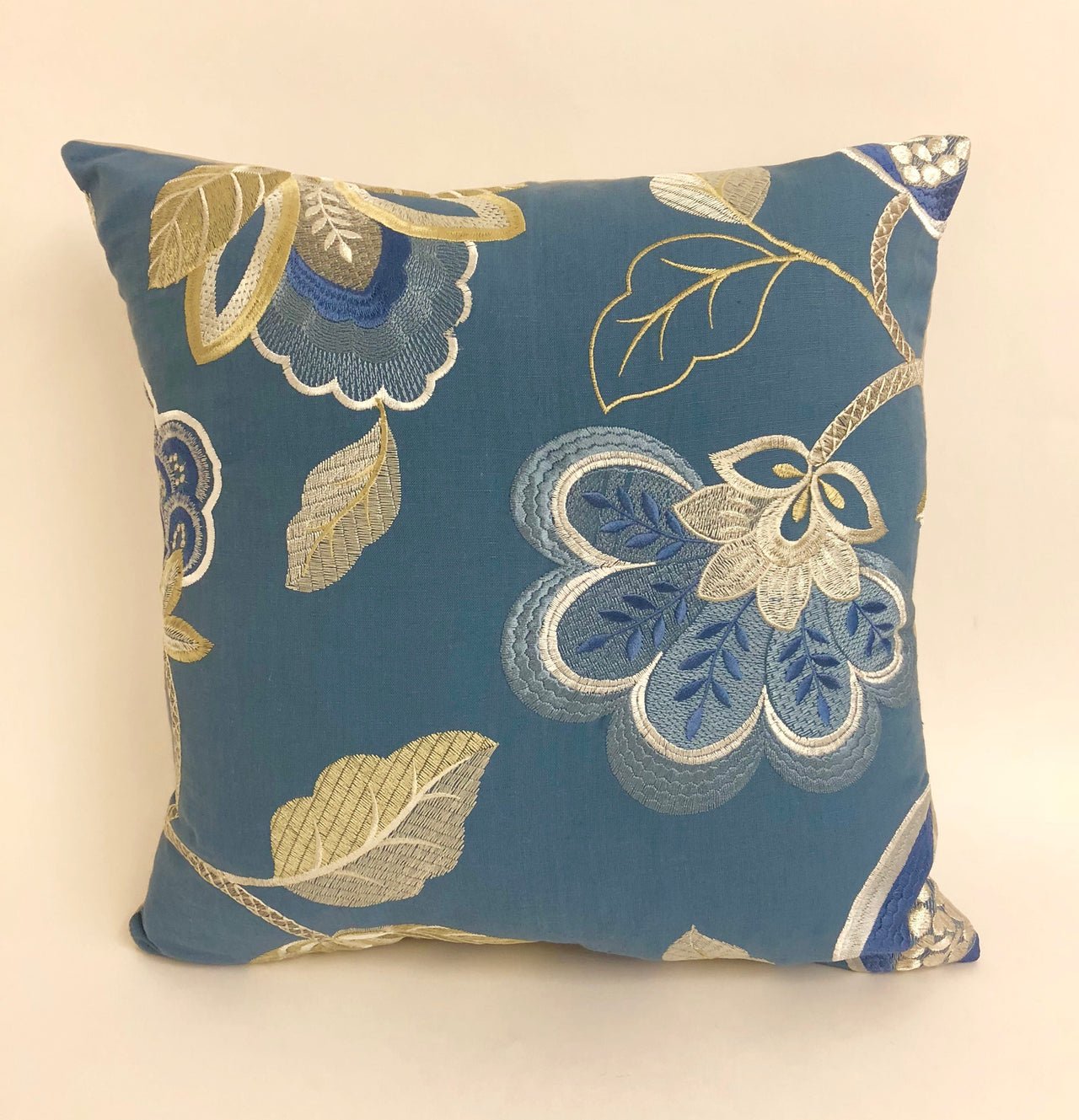 Jane Churchill - Paradise Garden - Blue - Cushion Cover Pillow Throw 16" x 16"