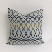 Thumbnail for Scion - Ada - Shale / Denim / Ochre - Striking Embroidered Cushion Cover Handmade Throw Pillow Designer Home Decor