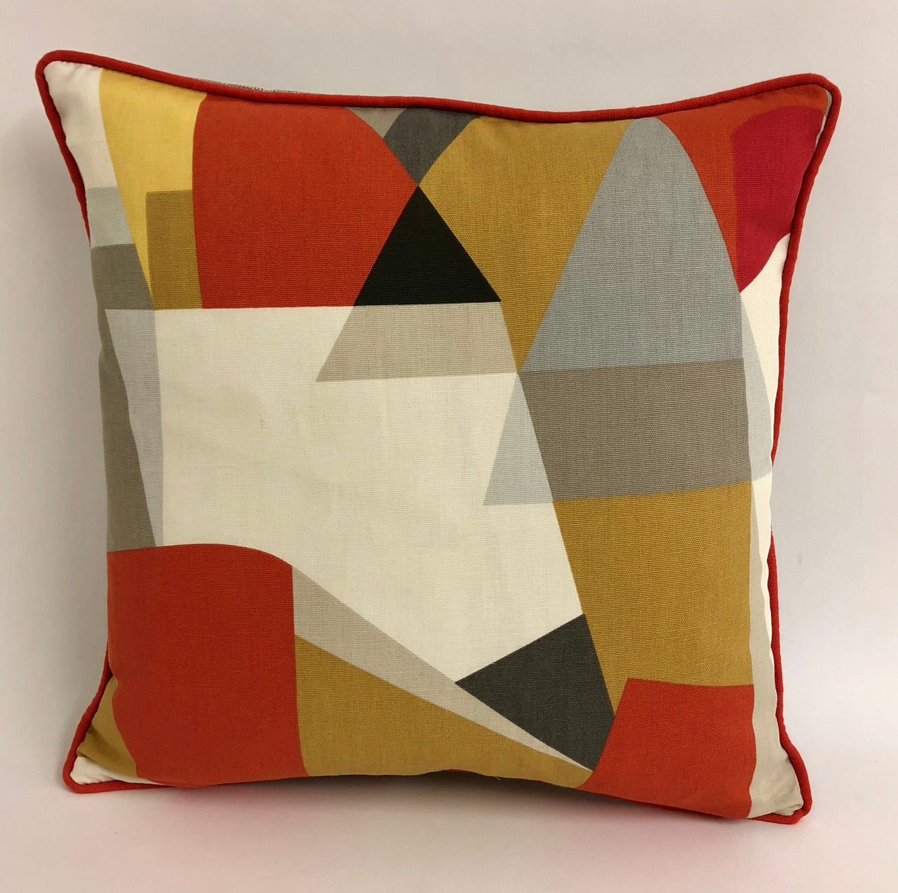 Scion - Pucci - Stone / Chilli / Glow - Warm Geometric Contrast Piped Cushion Cover - Handmade Throw Pillow Designer Home Decor