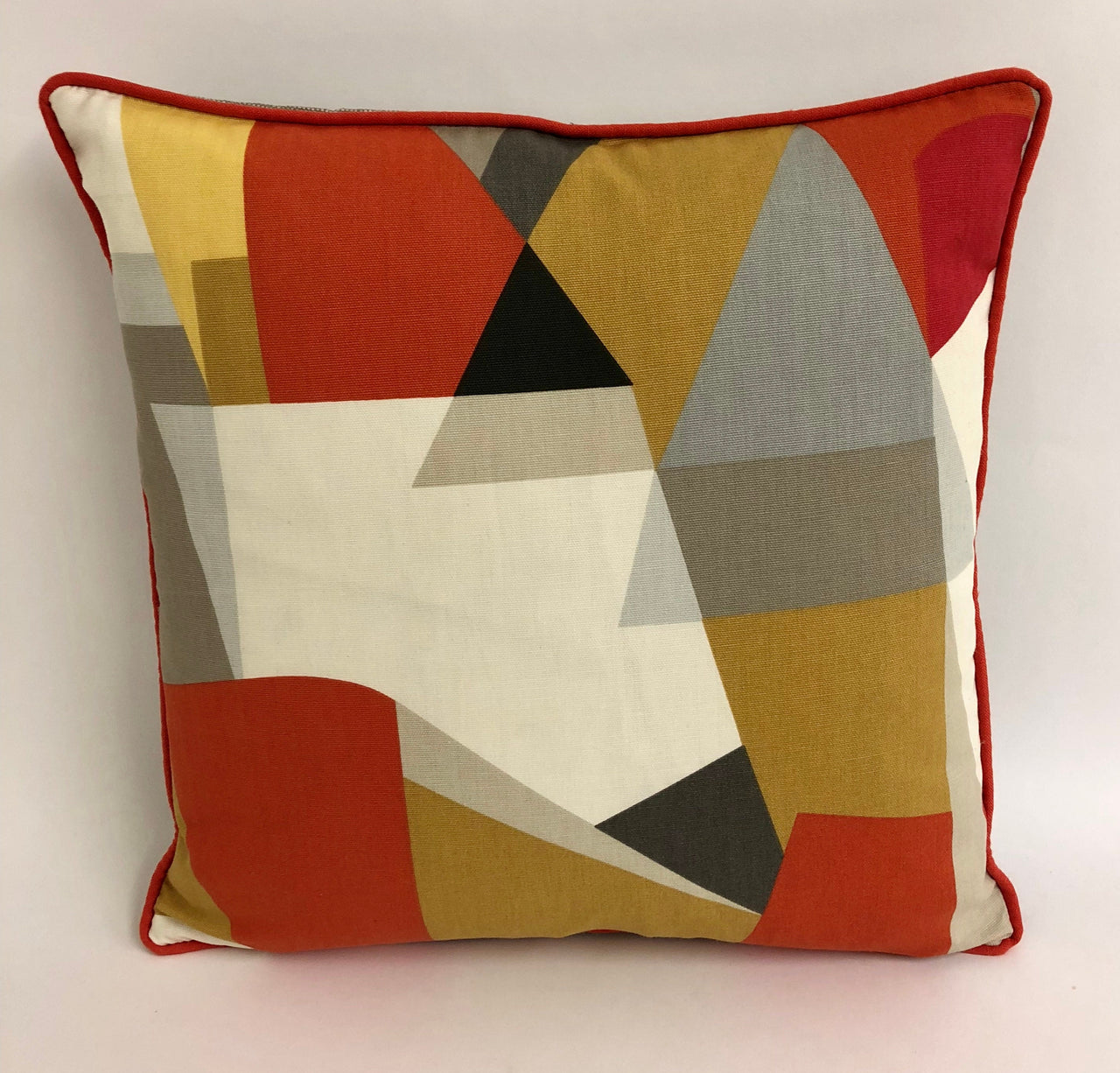 Scion - Pucci - Stone / Chilli / Glow - Warm Geometric Contrast Piped Cushion Cover - Handmade Throw Pillow Designer Home Decor