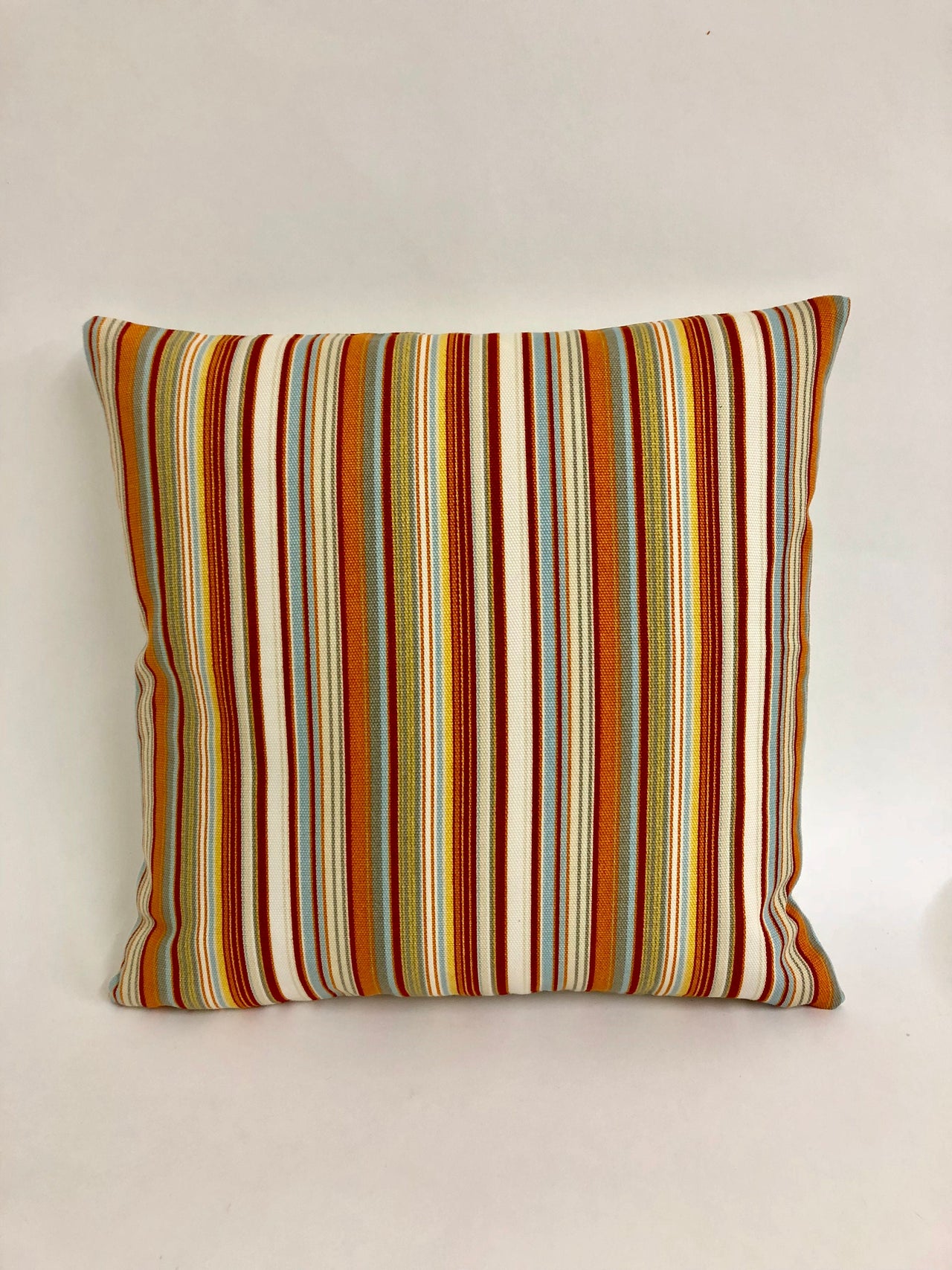 Scion - Strata - Powder Blue / Tangerine Spice / Neutral - Upbeat Zesty Striped Cushion Cover Handmade Throw Pillow Designer Home Decor