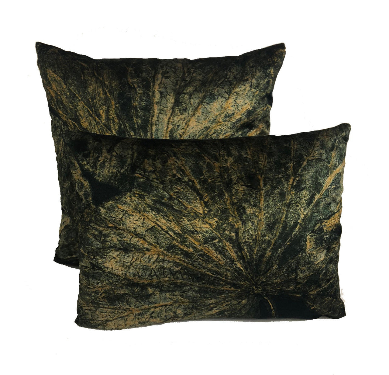 Zoffany - Taisho - Vine Black - Lavish Lotus Leaf Cushion Cover - Handmade Velvet Throw Pillow - Designer Home Decor