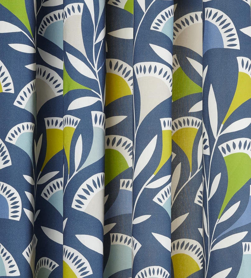 Scion Fabric - Noukku  - Mist/Kiwi/Midnight - Made to Measure Curtains + buy by the metre