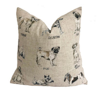 Thumbnail for Clarke & Clarke - Dogs - Linen - Cute Dog Cushion Cover Throw Pillow