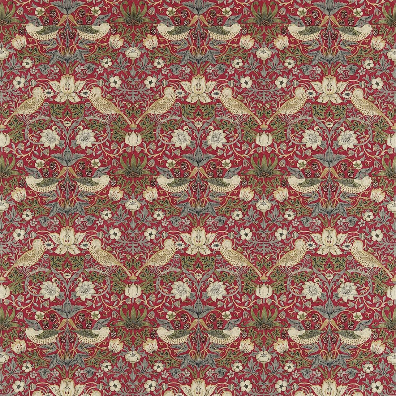 William Morris - Strawberry thief - Crimson/Slate - Made To Measure Professionally Made Roman Blind