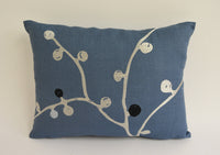 Thumbnail for Scion - Baca - Denim / Indigo / Steel - Stylish Embroidered Floral Cushion Cover Handmade Throw Pillow Designer Home Decor