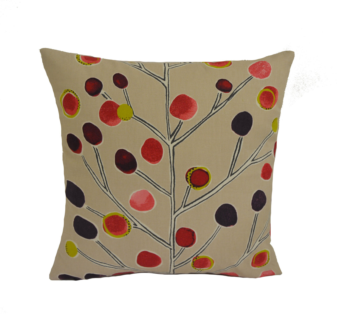 Scion - Berry Tree - Mink / Plum / Berry / Lime - Artistic Colourful Tree Cushion Cover - Handmade Throw Pillow Designer Home Decor