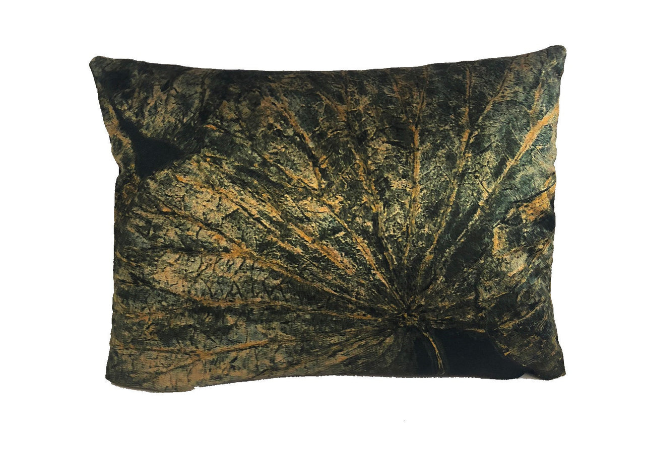 Zoffany - Taisho - Vine Black - Lavish Lotus Leaf Cushion Cover - Handmade Velvet Throw Pillow - Designer Home Decor