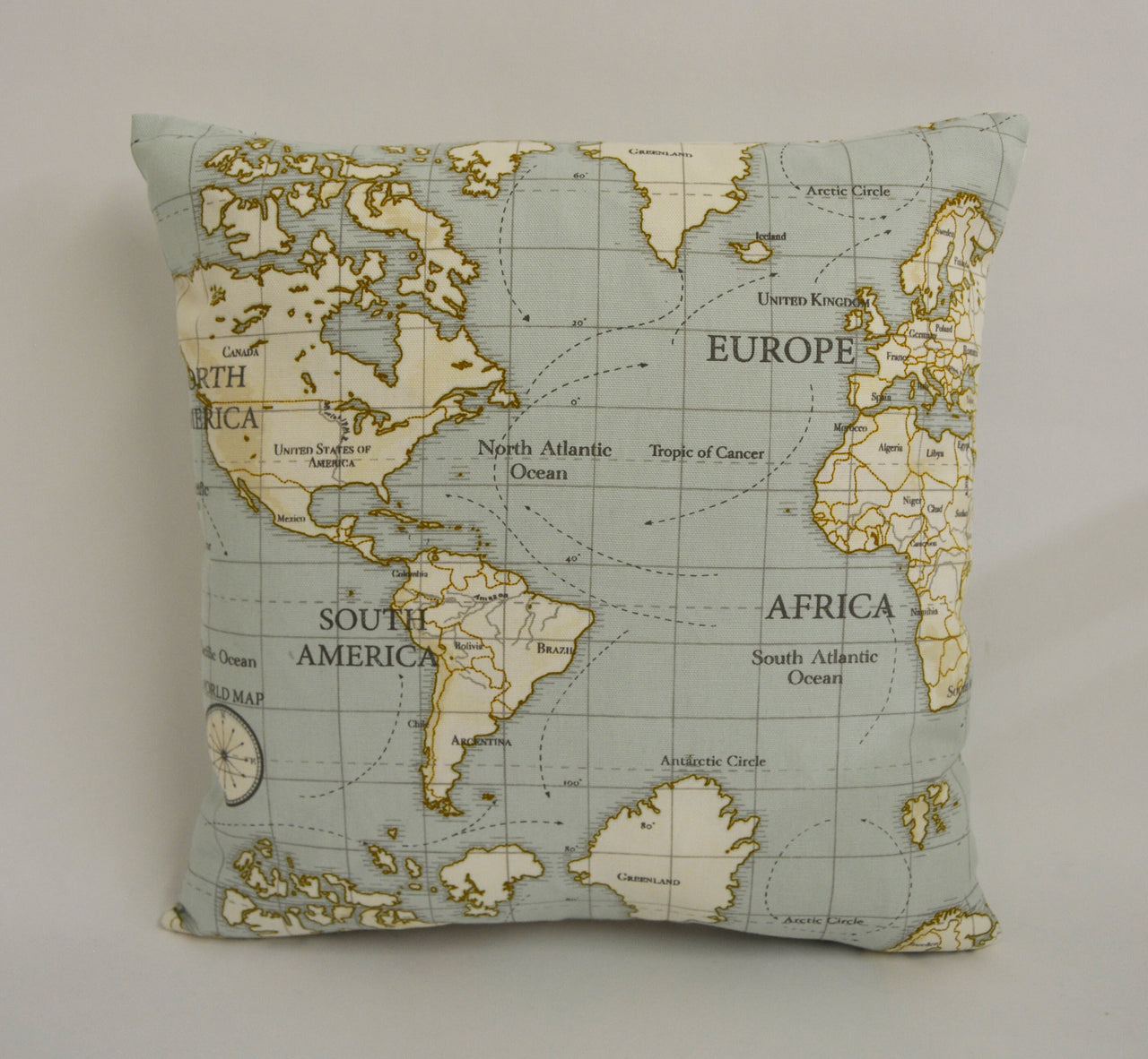 Fryetts - Maps - Duckegg - Cushion Cover Throw Pillow