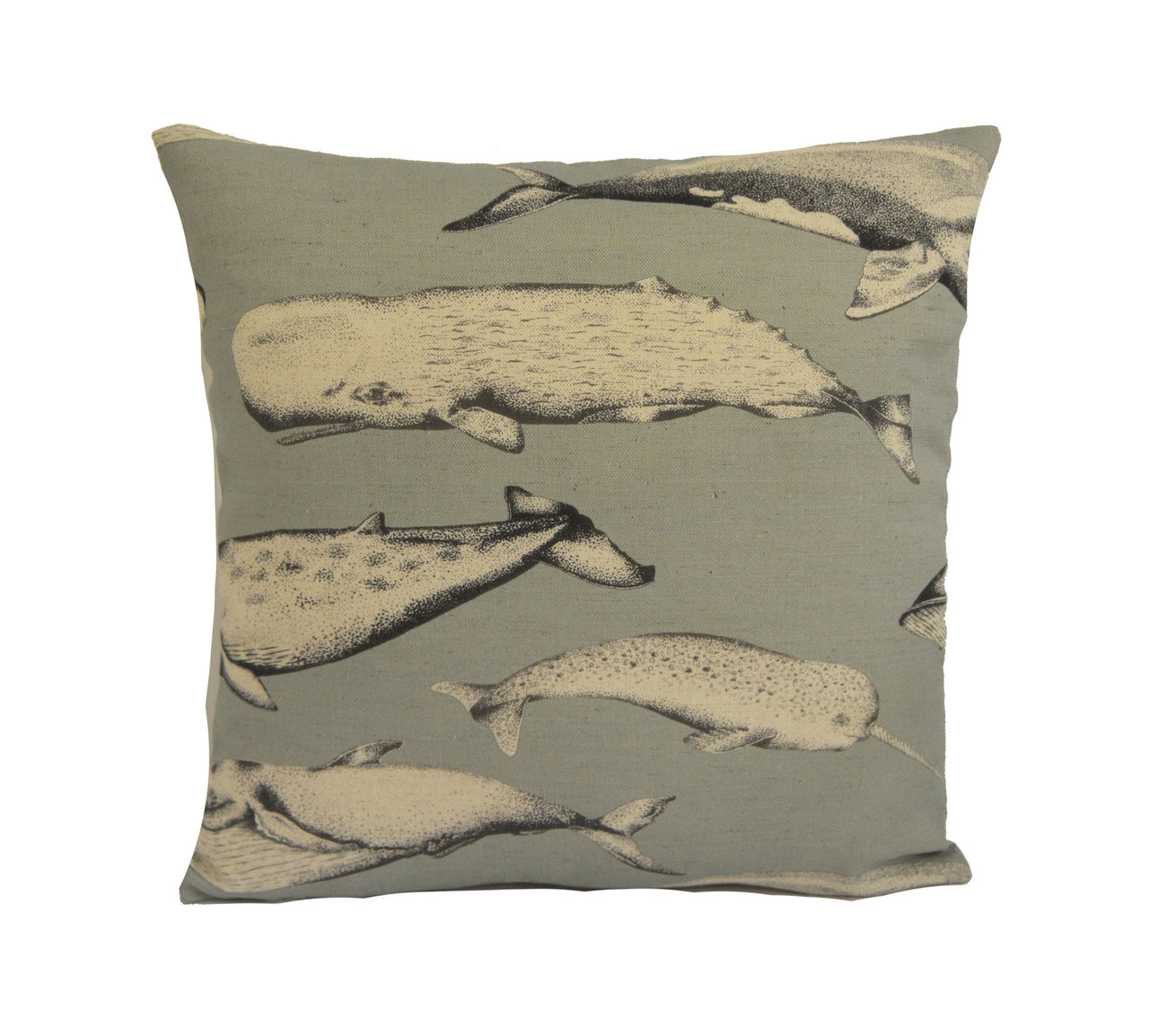 Voyage - Balaenae - Antique - Charming Realistic Sketch Whale Cushion Cover Throw Pillow Designer Home Decor