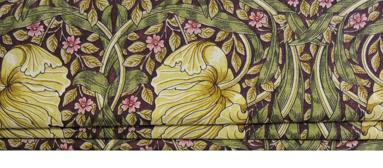 William Morris - Pimpernel - Aubergine / Olive - Made To Measure Professionally Made Roman Blind