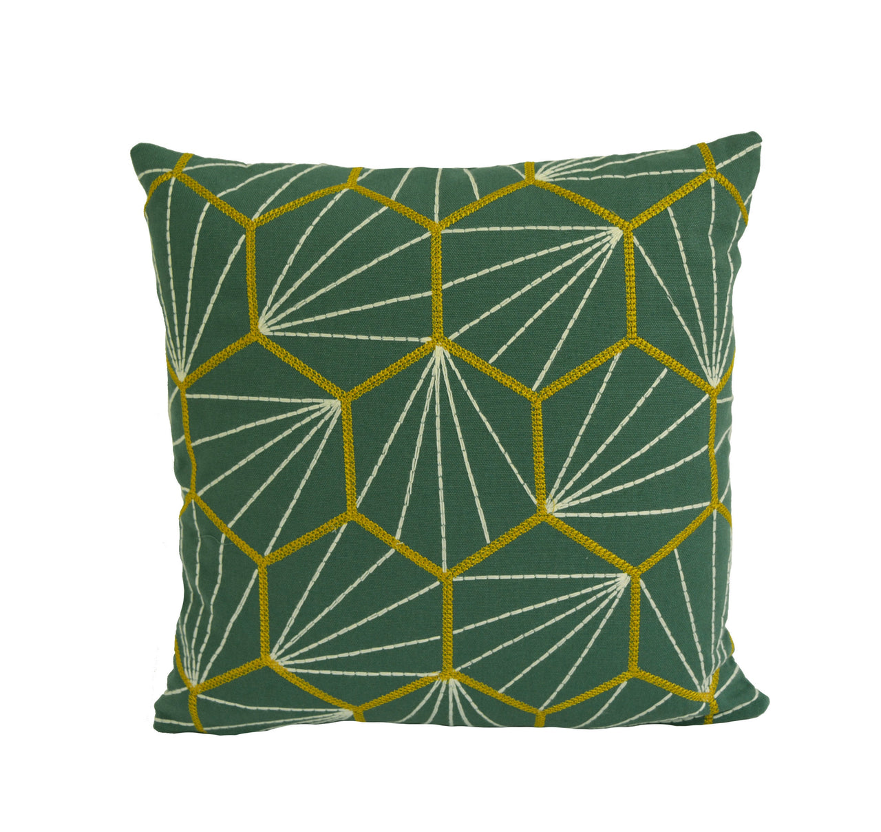 Scion - Aikyo - Forest - Scandi & Japanese Geometric Embroidered Cushion Cover - Handmade Throw Pillow - Designer Home Decor