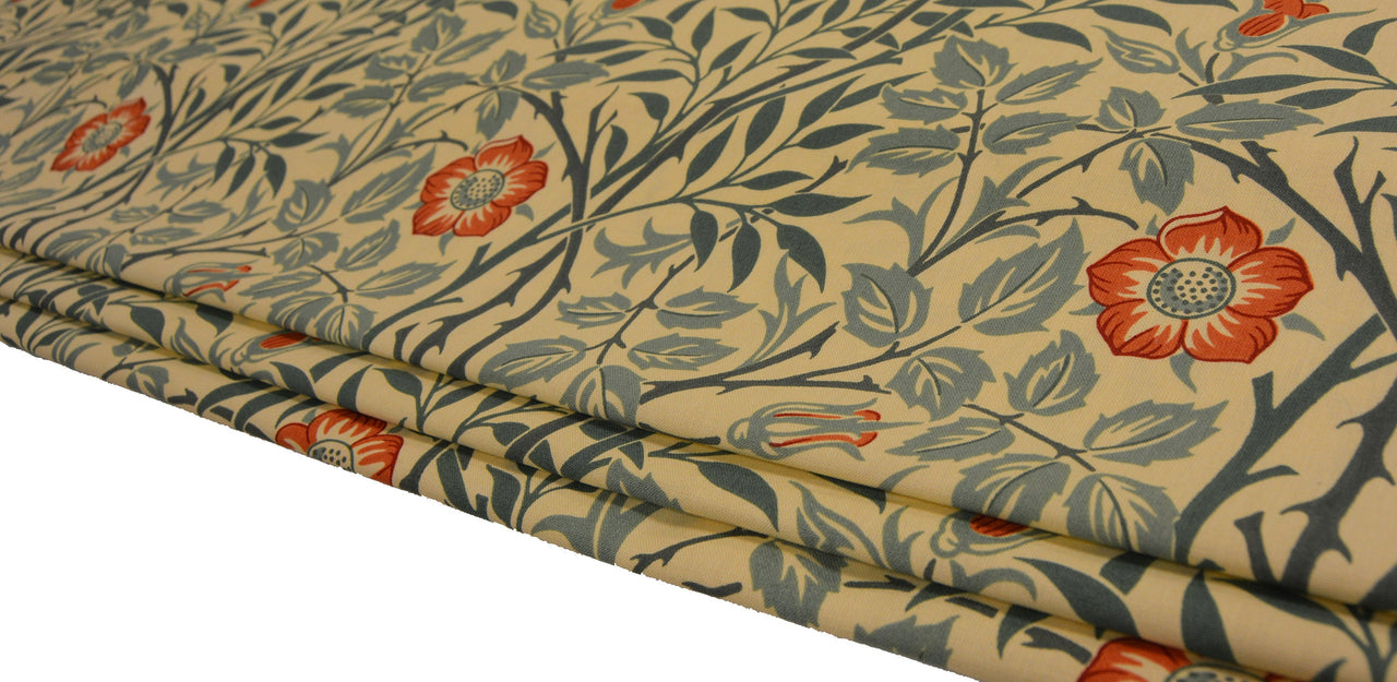 William Morris - Sweet Briar - Green / Coral  - Professionally Made Roman Blind Made to Measure