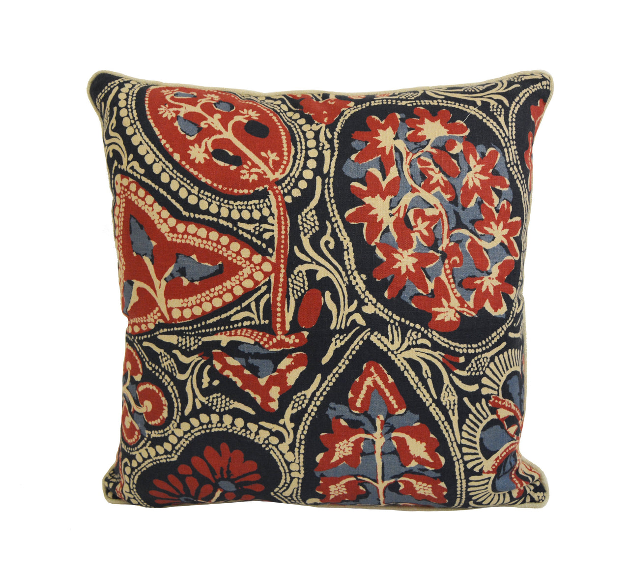 Thibaut - Cochin - Red / Blue - Cushion Cover Pillow Throw Stunning