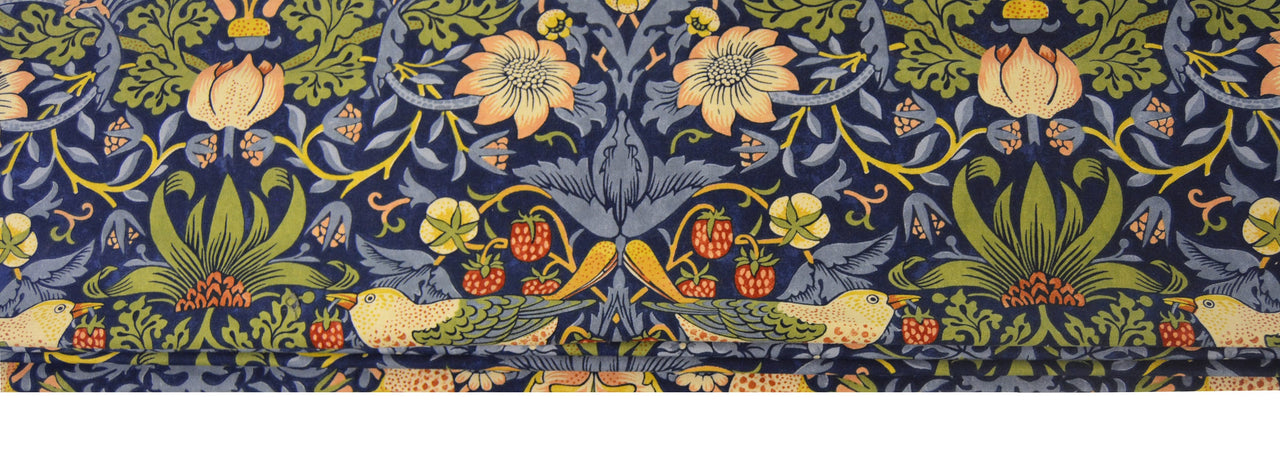 William Morris - Strawberry thief - Indigo / Mineral - Made To Measure Professionally Made Roman Blind