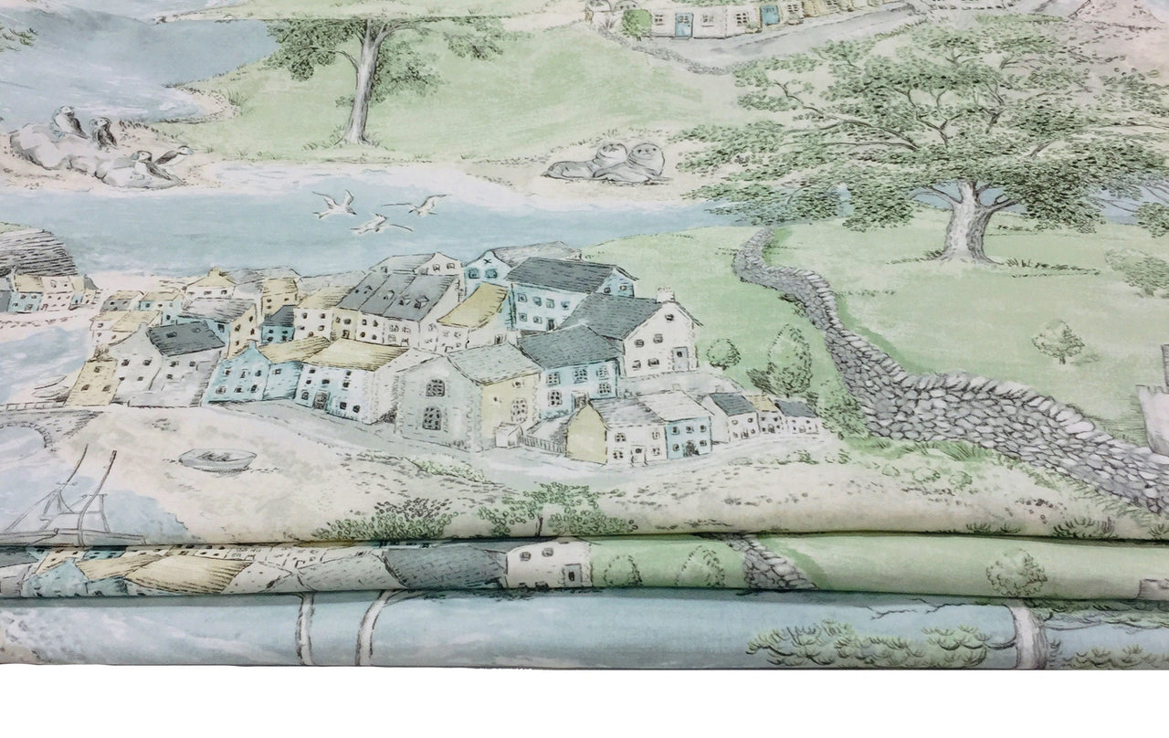 Sanderson - Sea Houses - Tidewater Blue - Professionally Made Roman Blind Made to Measure