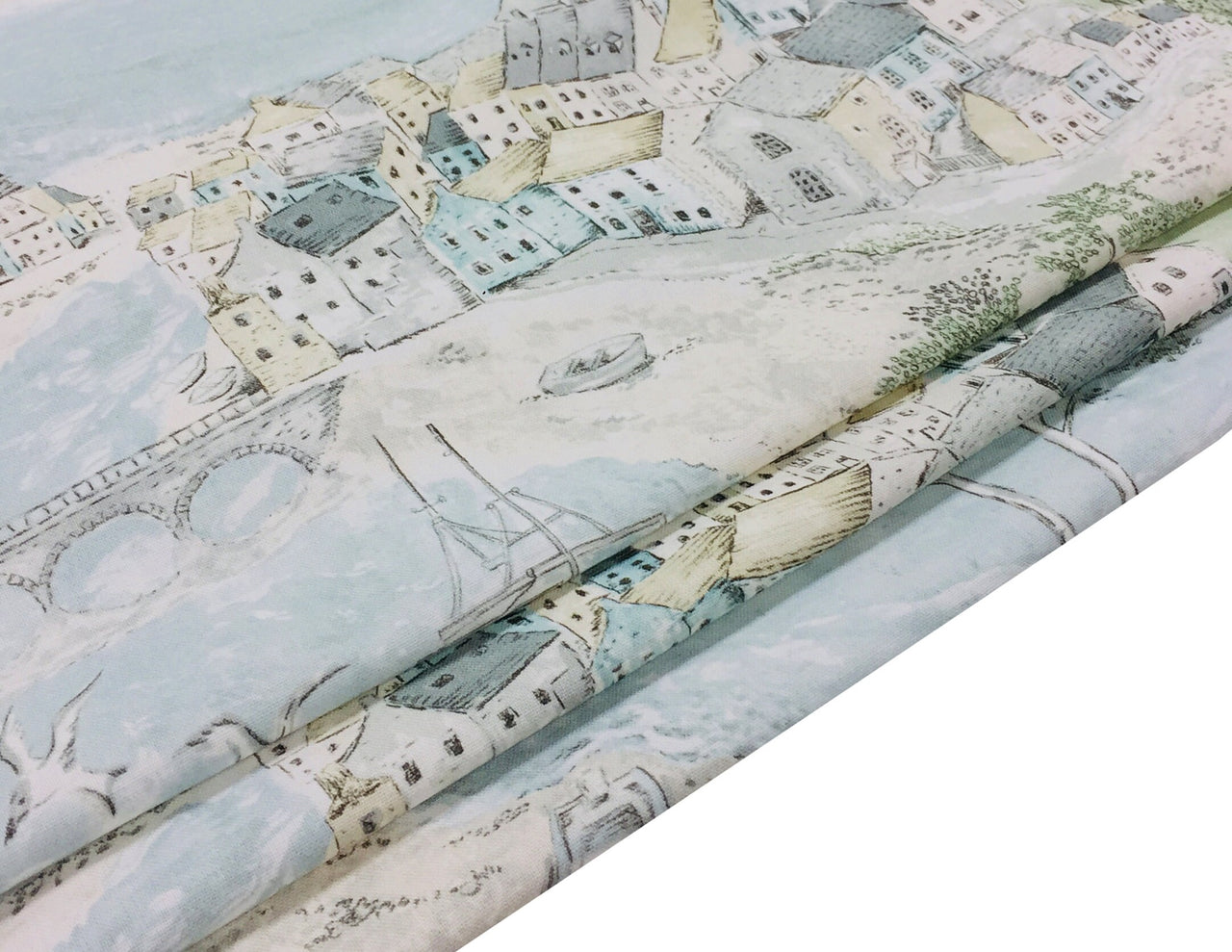 Sanderson - Sea Houses - Tidewater Blue - Professionally Made Roman Blind Made to Measure