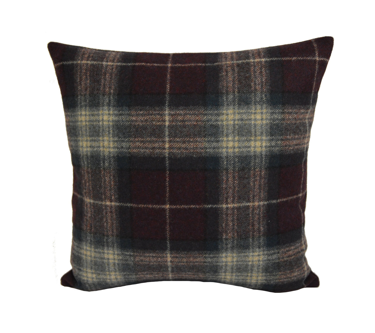 Abraham Moon - Threshfield - Iolite - 100% Pure New Wool Plaid Cushion Cover - Handmade Throw Pillow Designer Country Home Decor