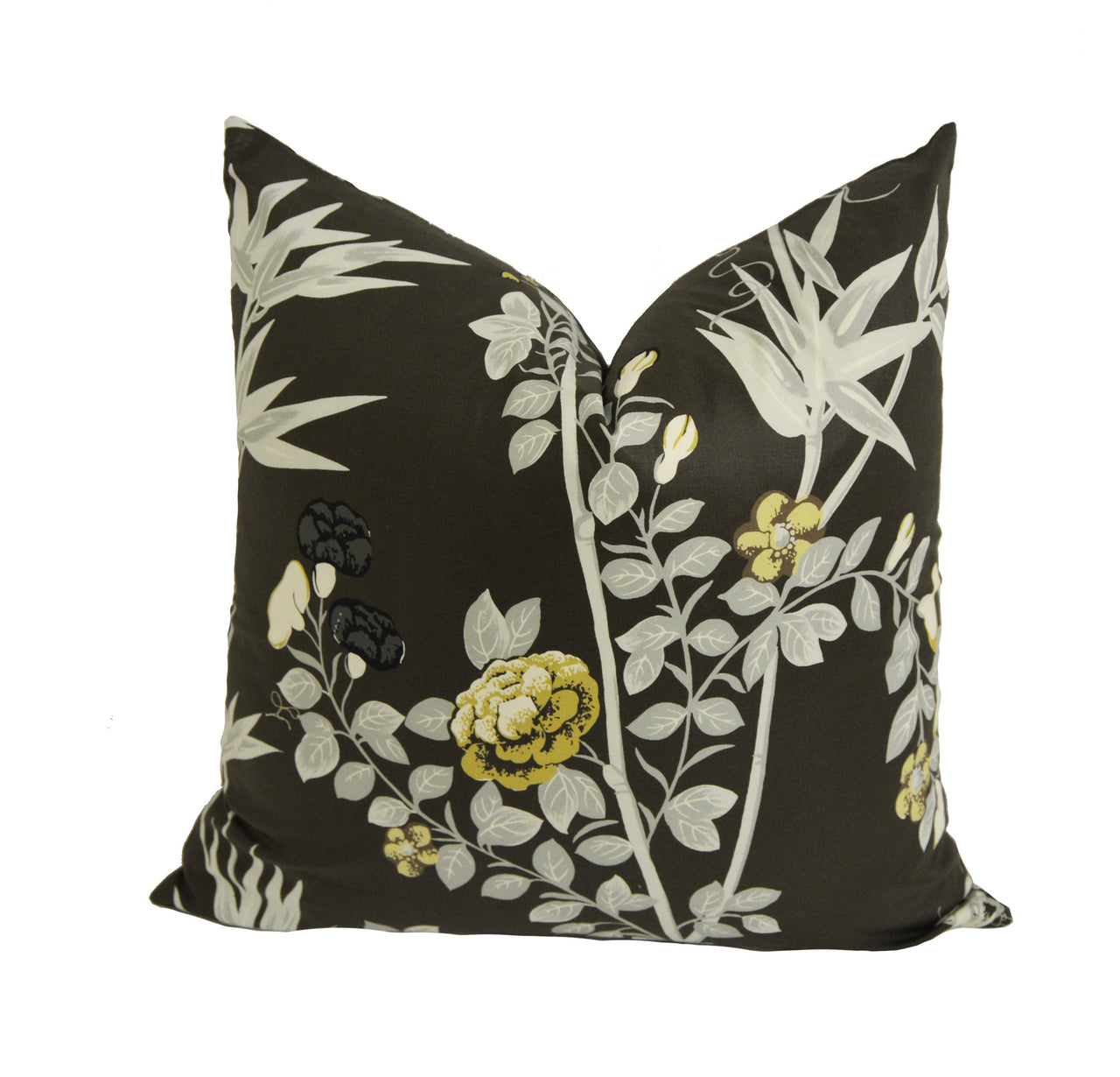 Scalamandre - Jardin De Chine - Espresso - Grand Floral Chinoiserie Designer Cushion Cover - Handmade Throw Pillow - Luxury Home Decor