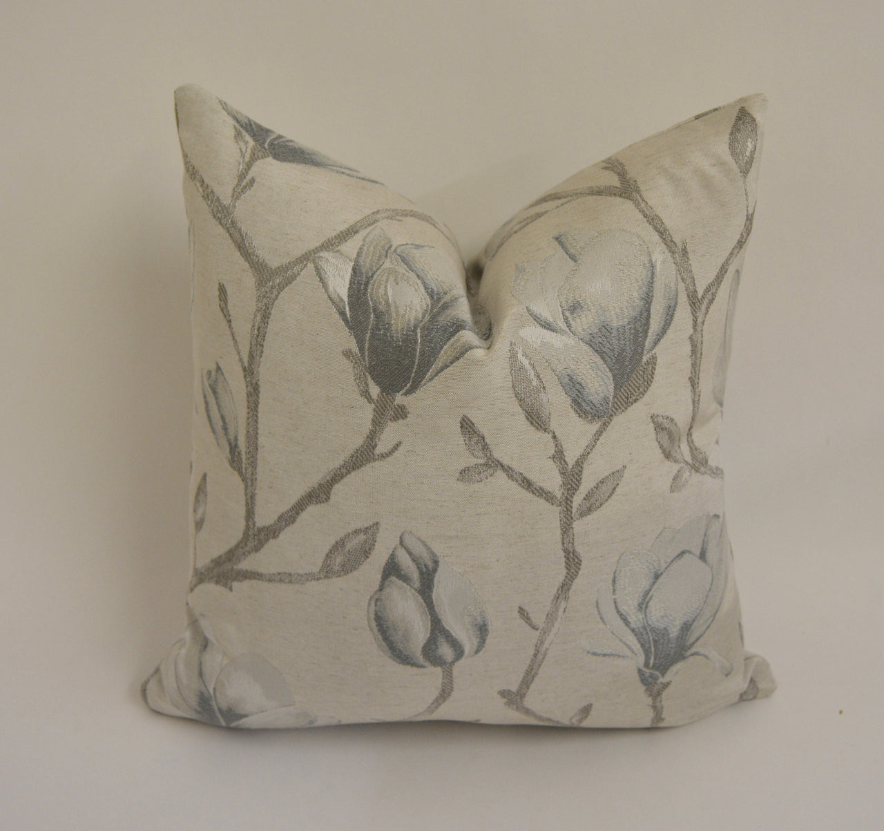 Voyage - Chatsworth - Dove - Magnificent Jacquard Magnolia Cushion Cover - Handmade Throw Pillow Designer Home Decor