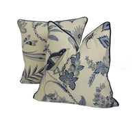 Thumbnail for Schumacher - Campagne - Bleu & Gris - Lush Lively French Floral Designer Cushion Cover - Handmade Throw Pillow - Designer Home Decor