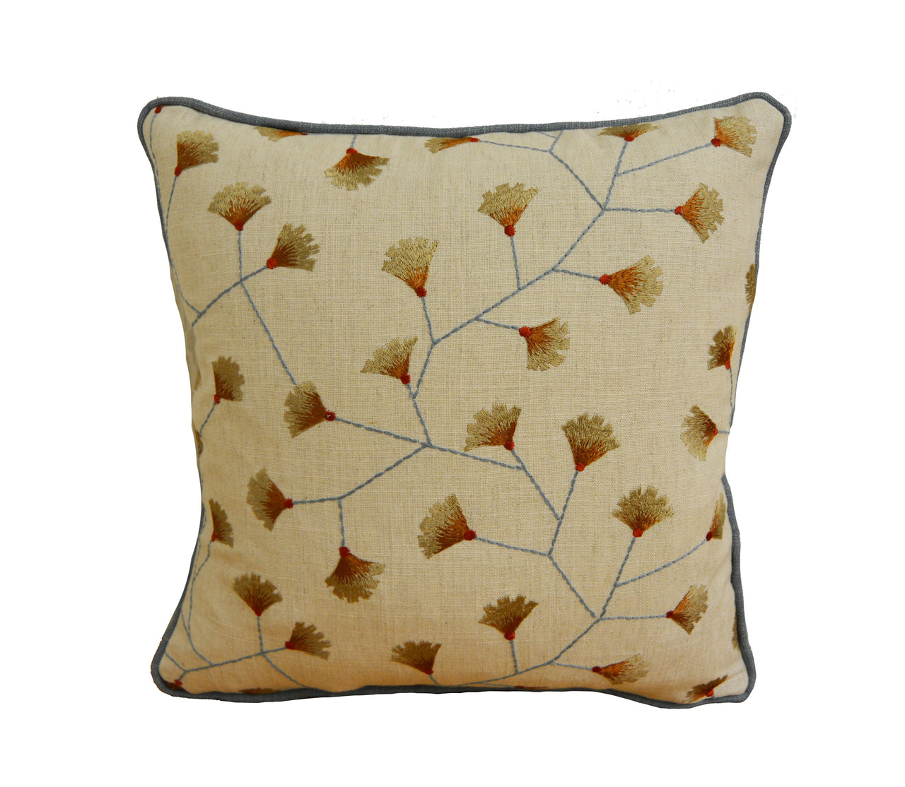 Sanderson - Gingko Trail - Brick - Embroidered Cushion Cover Throw Pillow Designer Home Decor