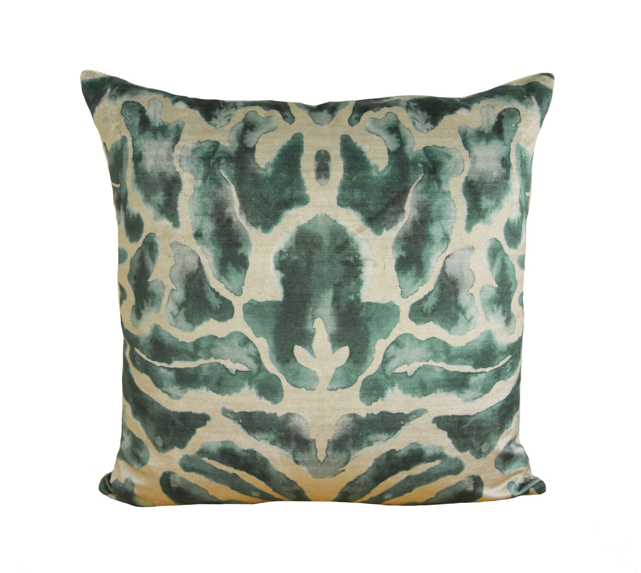 Voyage Decoration - Nikko - Emerald - Majestic Painterly Damask Velvet Cushion Cover - Handmade Throw Pillow Designer Home Decor