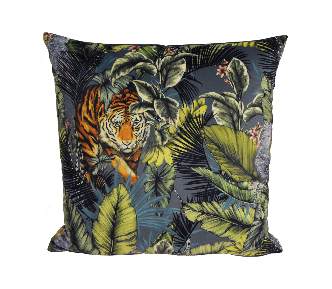 Prestigious - Bengal Tiger - Twilight - Luxurious Maximalist Tropical Jungle Cushion Cover - Handmade Throw Pillow Designer Home Decor