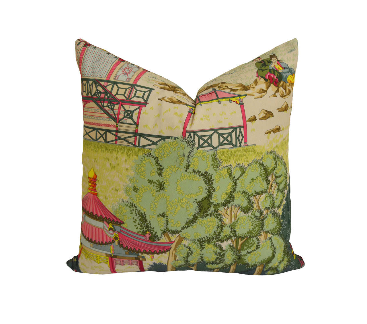 Manuel Canovas - Pagoda - Rose -  Beautiful Chinese Garden Designer Cushion Cover - Handmade Throw Pillow - Designer Home Decor