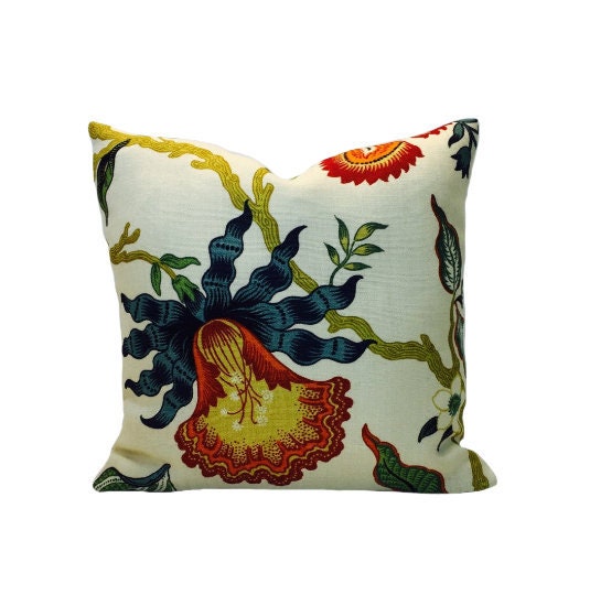 Schumacher - Hothouse Flowers - Spark - Exotic Floral Motif Designer Cushion Cover - Handmade Throw Pillow - Luxury Home Decor