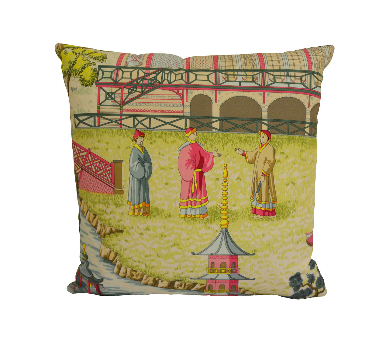 Manuel Canovas - Pagoda - Rose -  Beautiful Chinese Garden Designer Cushion Cover - Handmade Throw Pillow - Designer Home Decor