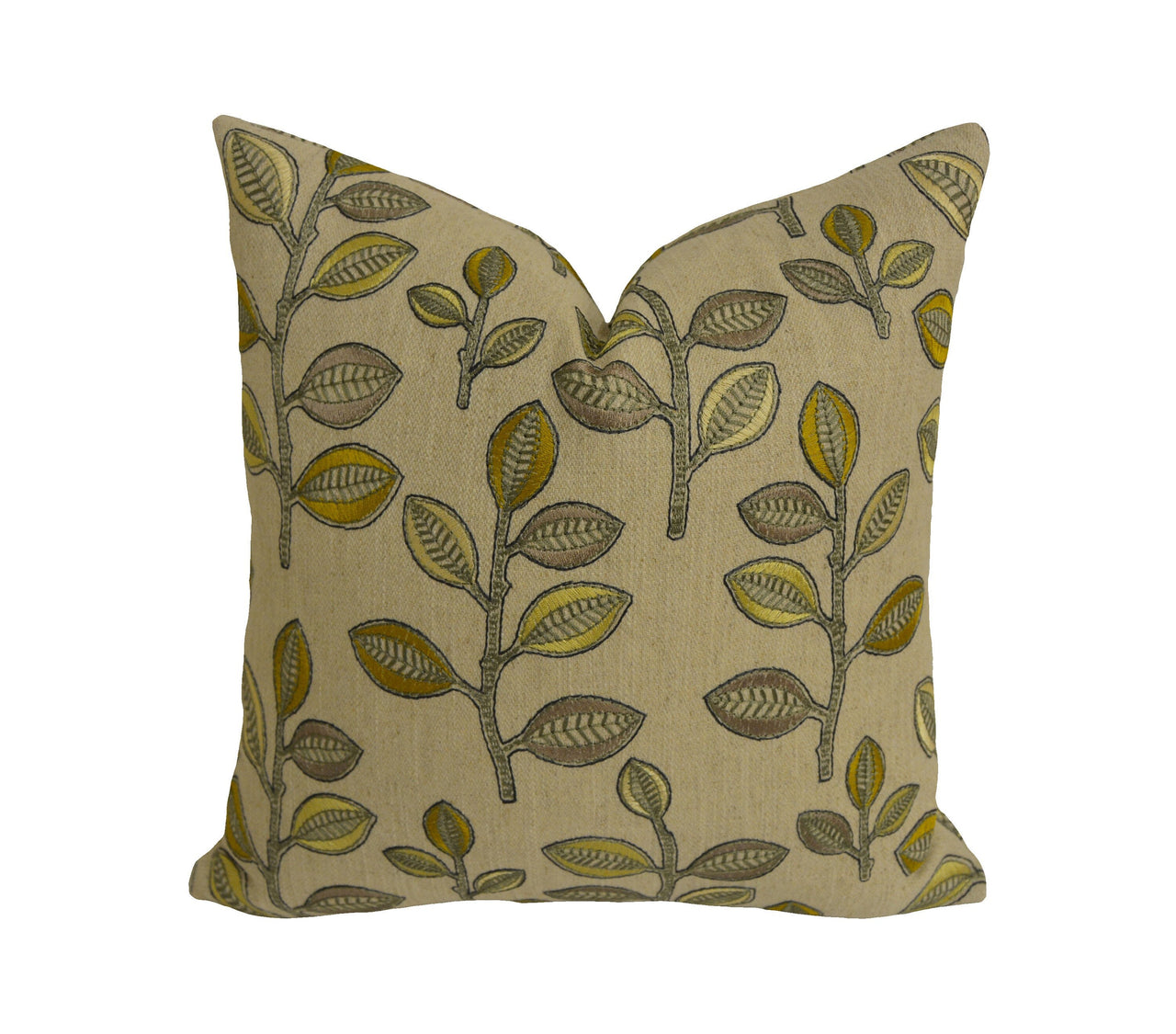 Prestigious - Bourton - Mimosa - Contemporary Embroidered Leaf Cushion Cover - Handmade Throw Pillow Designer Home Decor