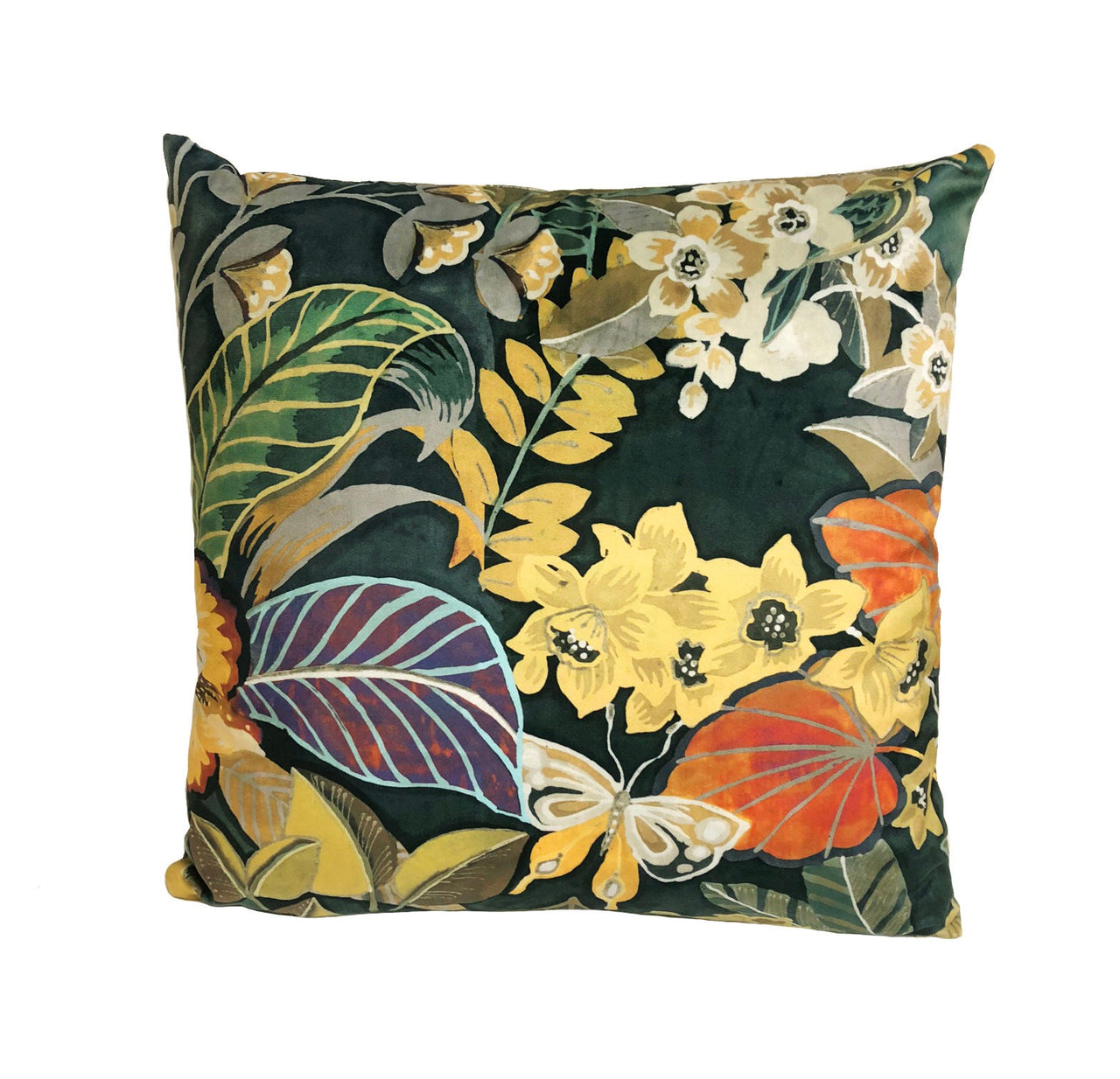 Prestigious - Hidden Paradise - Emerald - Tropical Maximalist Velvet Cushion Cover - Handmade Throw Pillow Designer Home Decor