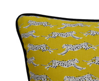 Thumbnail for Schumacher - Leaping Leopards - Yellow - Sleek Chic Designer Leopard Cushion Cover - Handmade Throw Pillow - Luxury Home Decor