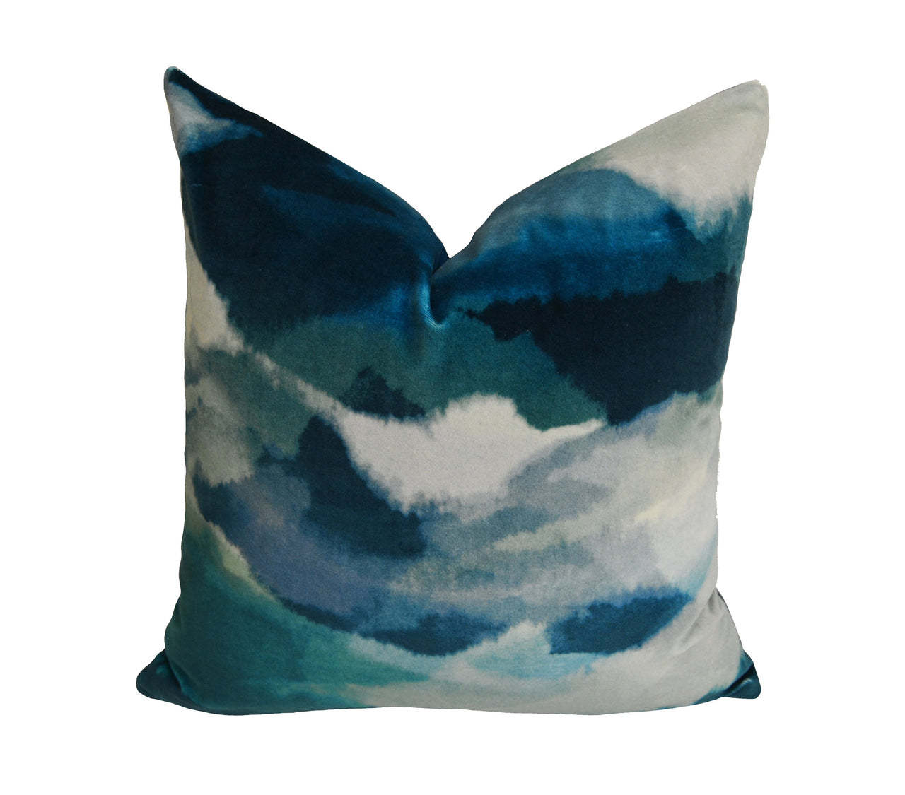 Harlequin - Minako - Emerald / Zest / Marine - Dramatic Landscape Velvet Cushion Cover Throw Pillow Designer Home Decor