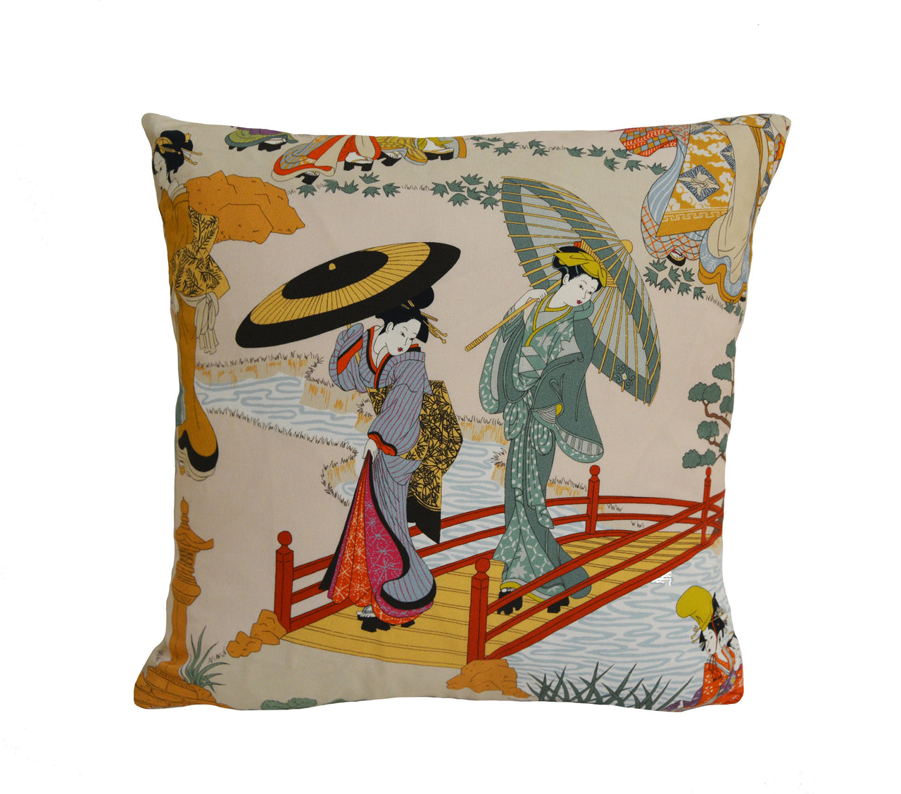 Manuel Canovas - Geishas - Fuchsia - Intricate Japanese Garden Designer Cushion Cover - Handmade Throw Pillow - Designer Home Decor