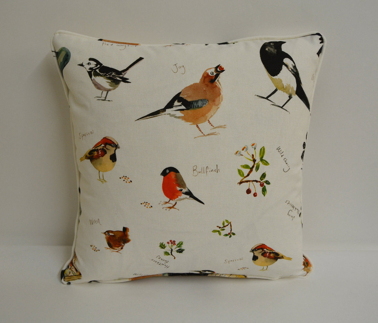 Studio G - Bird Watch - Cream - Lovely Self-Piped Bird Cushion Cover Throw Pillow Designer Home Decor