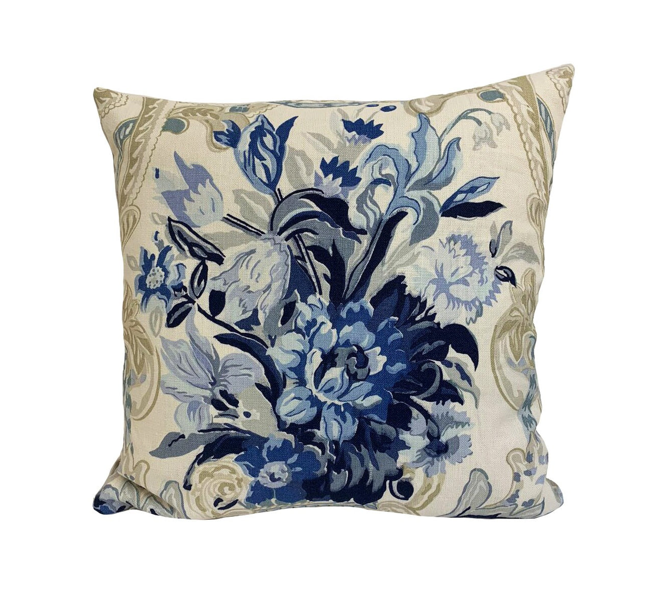 Schumacher - Aylesbury Vase - Delft - Traditional Romantic English Designer Cushion Cover - Handmade Throw Pillow Designer Home Decor